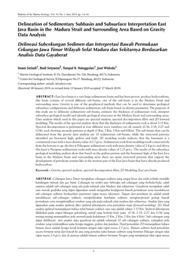 Delineation of Sedimentary Subbasin and Subsurface Interpretation East Java Basin in the Madura Strait and Surrounding Area Based on Gravity Data Analysis