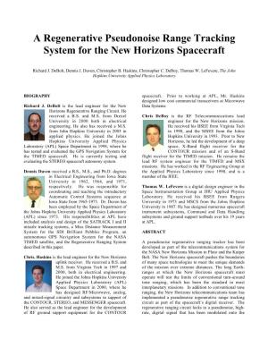 A Regenerative Pseudonoise Range Tracking System for the New Horizons Spacecraft