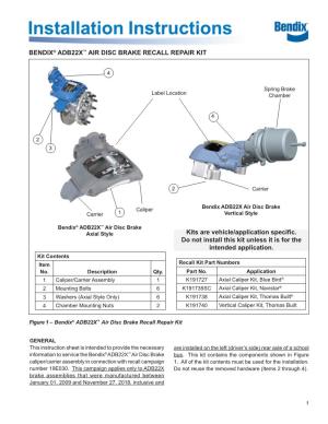 Bendix® Adb22x™ Air Disc Brake Recall Repair Kit
