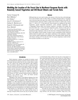 Modeling the Location of the Forest Line in Northeast European Russia with Remotely Sensed Vegetation and GIS-Based Climate and Terrain Data