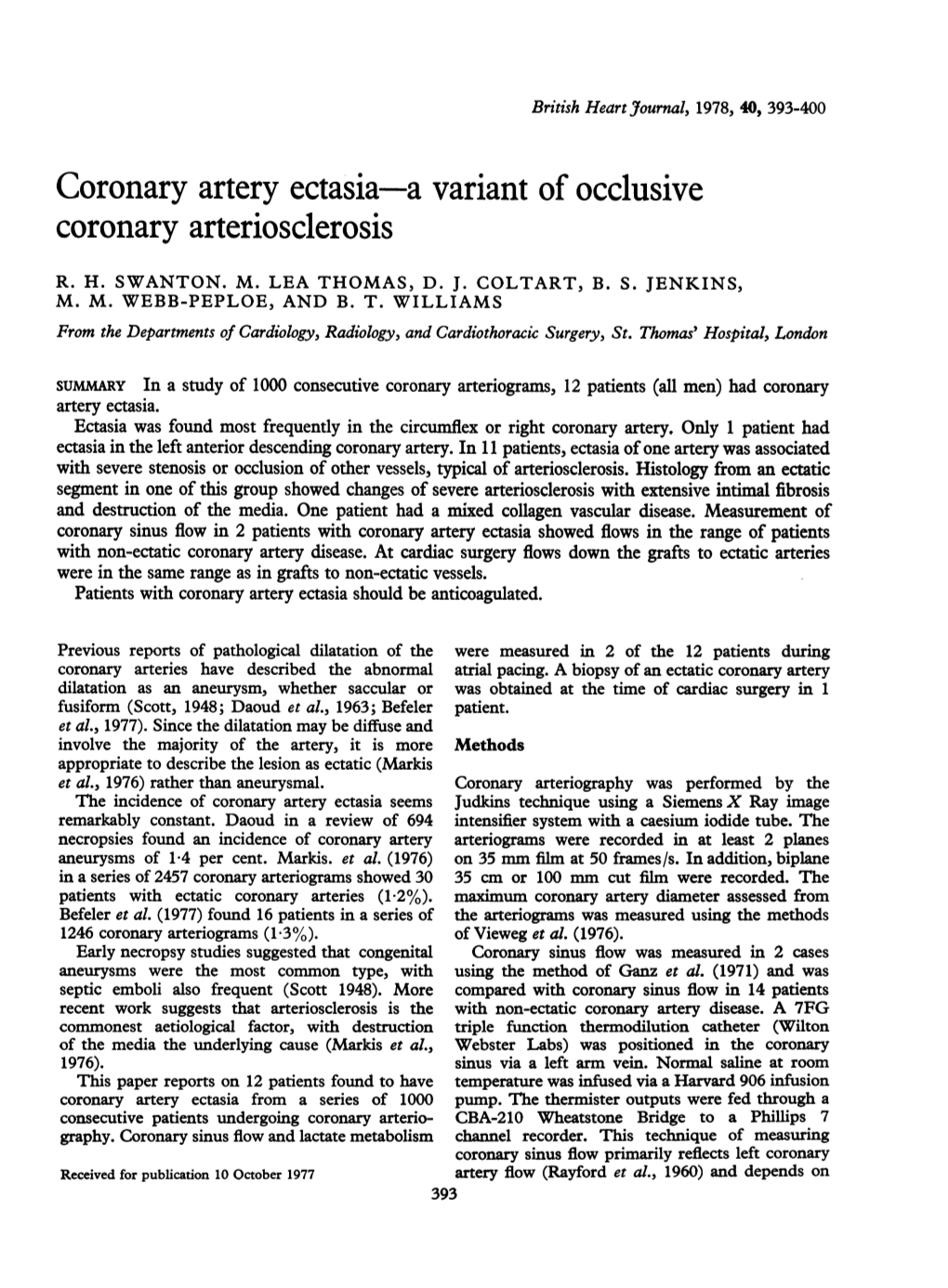 Coronary Artery Ectasia-A Variant of Occlusive Coronary Arteriosclerosis
