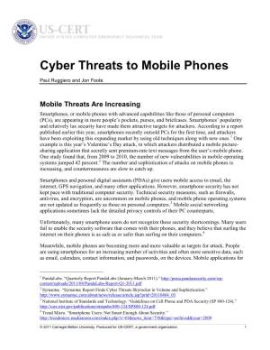 Cyber Threats to Mobile Phones Paul Ruggiero and Jon Foote