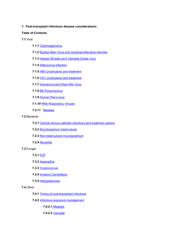 7. Post-Transplant Infection Considerations
