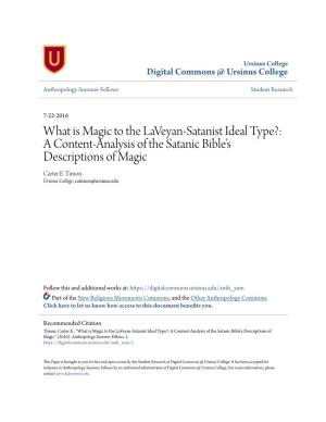 What Is Magic to the Laveyan-Satanist Ideal Type?: a Content-Analysis of the Satanic Bible's Descriptions of Magic