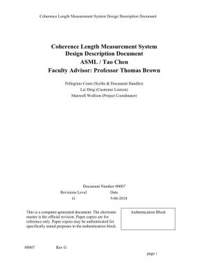 Coherence Length Measurement System Design Description Document
