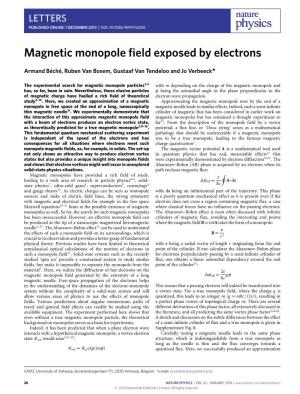 Magnetic Monopole Field Exposed by Electrons