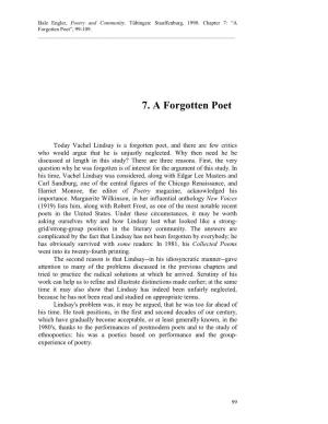 A Forgotten Poet”, 99-109