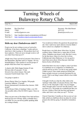 Turning Wheels of Bulawayo Rotary Club Issue No
