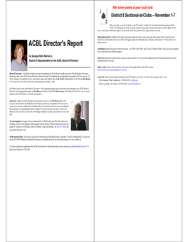 ACBL Director's Report District Winners