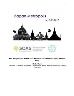 Pitu Sangha Raja: Post-Bagan Relations Between the Sangha and the King