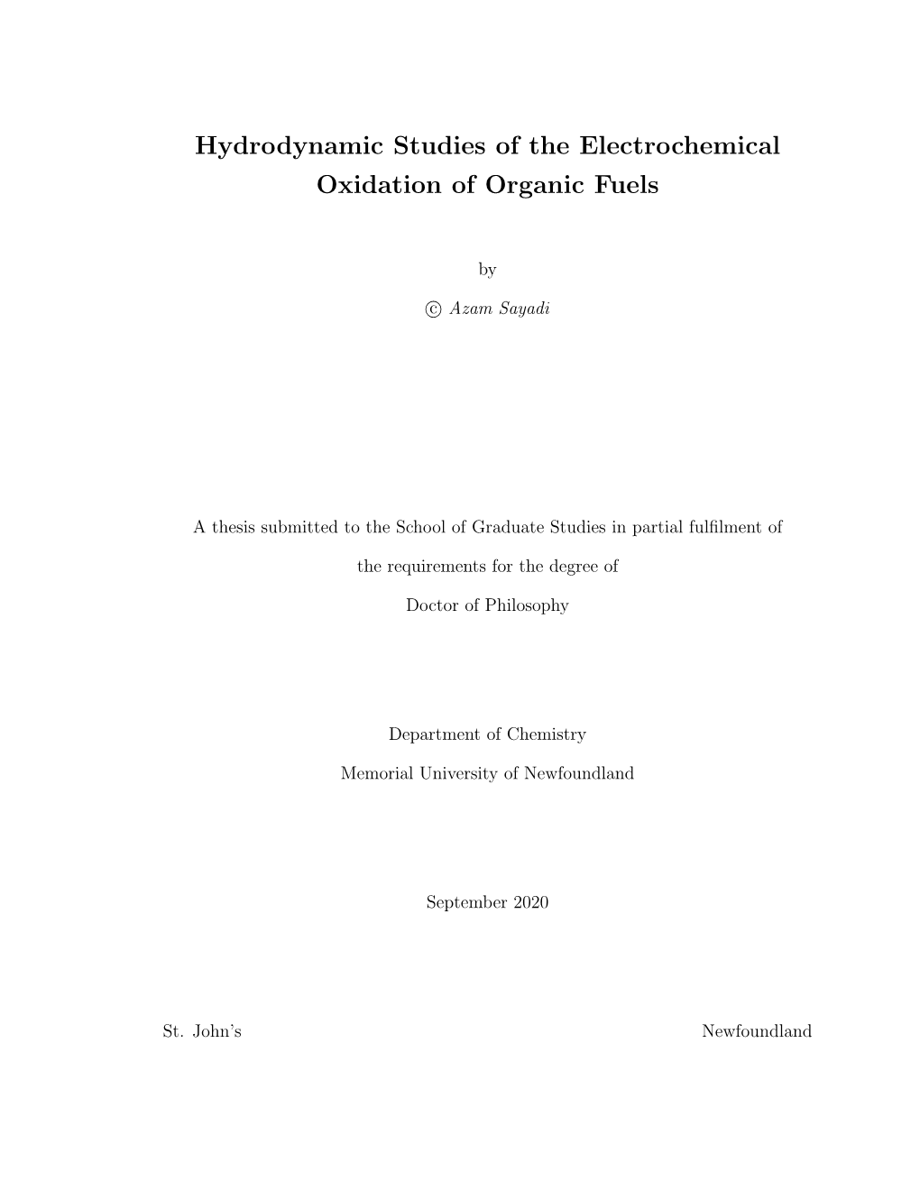 Hydrodynamic Studies of the Electrochemical Oxidation of Organic Fuels