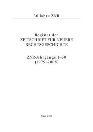 ZNR-Jahrgänge 1-30 (1979–2008)