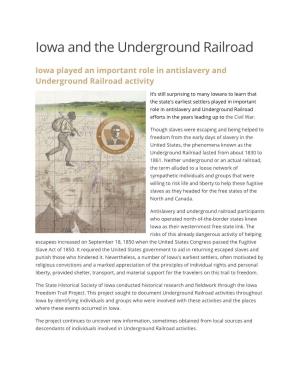 Iowa and the Underground Railroad
