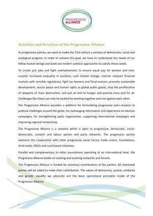 Activities and Structure of the Progressive Alliance