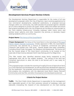 Development Services Project Review Criteria