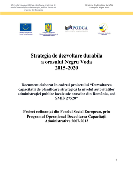 Strategia De Dezvoltare Durabila a Orasului Negru Voda 2015-2020