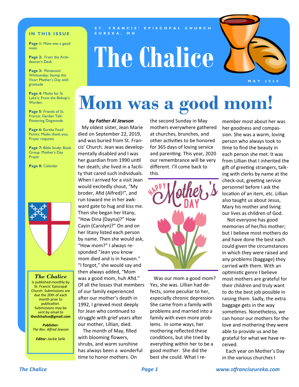 The Chalice Whitsunday; Stump the Vicar; Mother’S Day with M a Y 2 0 2 0 Gratitude