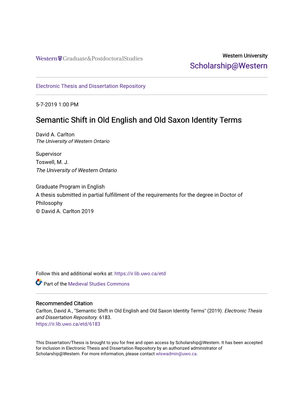 Semantic Shift in Old English and Old Saxon Identity Terms