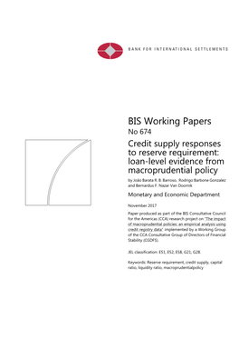 Credit Supply Responses to Reserve Requirement: Loan-Level Evidence from Macroprudential Policy by João Barata R