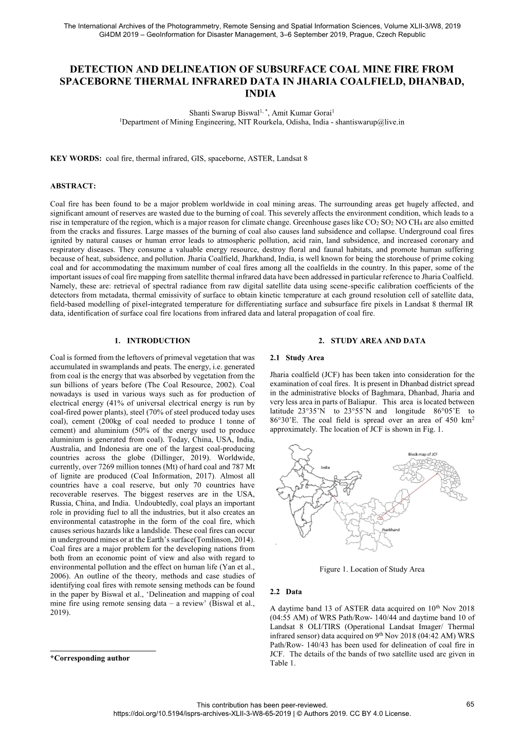 Detection and Delineation of Subsurface Coal Mine Fire from Spaceborne Thermal Infrared Data in Jharia Coalfield, Dhanbad, India