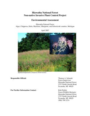 Hiawatha National Forest Non-Native Invasive Plant Control Project