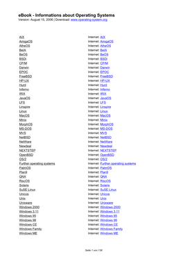 Ebook - Informations About Operating Systems Version: August 15, 2006 | Download