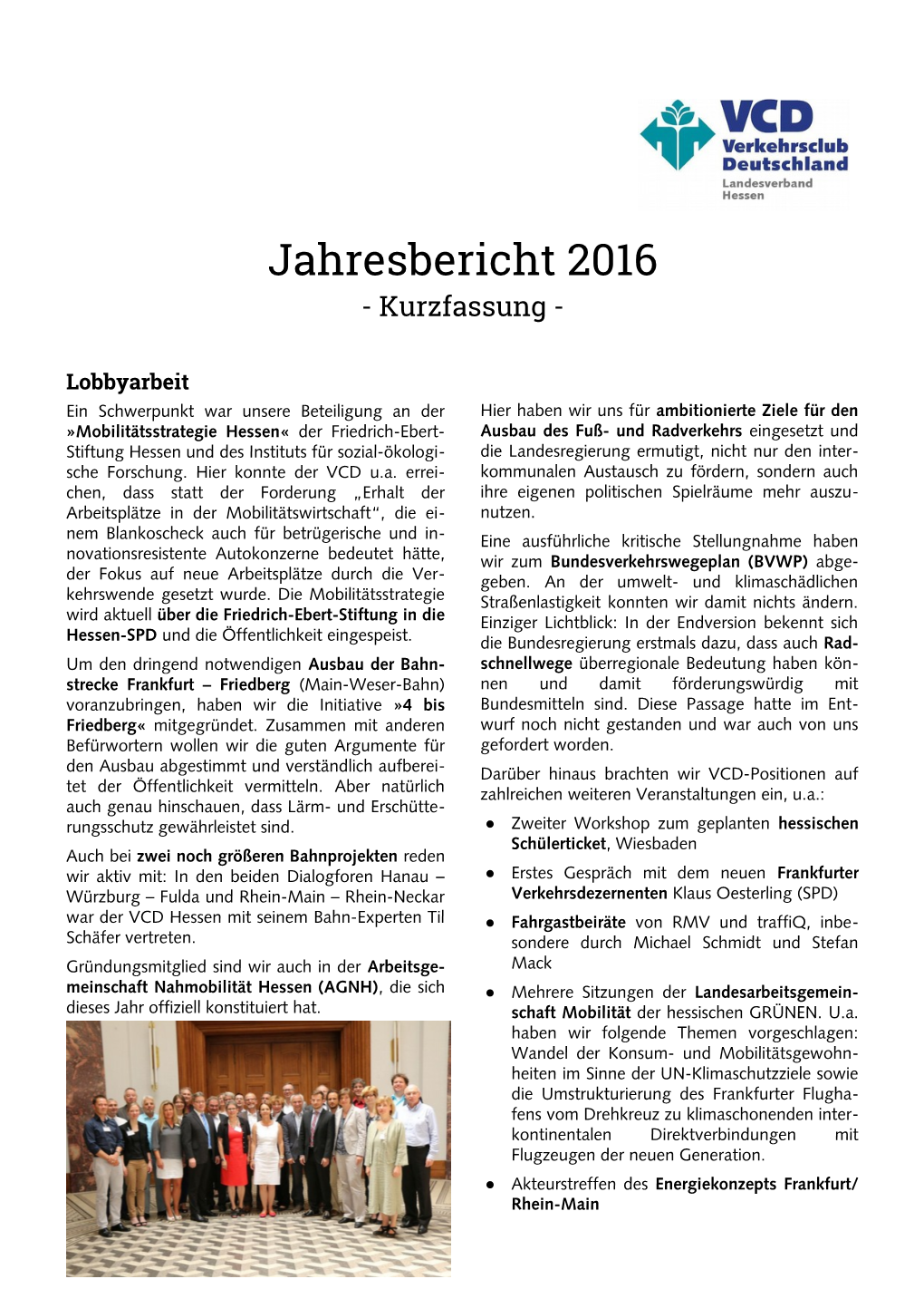 Jahresbericht 2016 - Kurzfassung