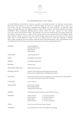 Le Grand Bellevue - Fact Sheet