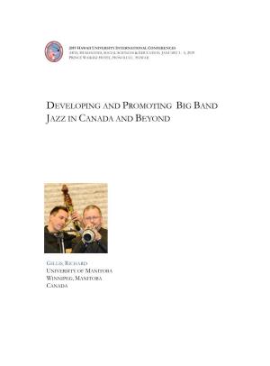 Developing and Promoting Big Band Jazz in Canada and Beyond
