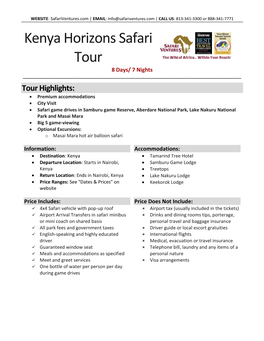 Kenya Horizons Safari Tour