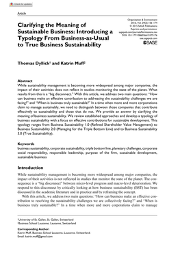 Clarifying the Meaning of Sustainable Business