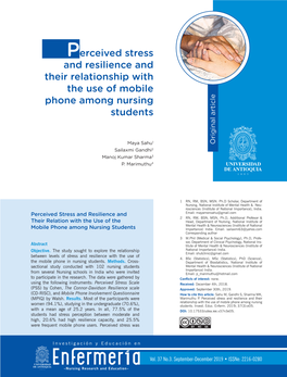 Perceived Stress and Resilience and Their Relationship with the Use of Mobile Phone Among Nursing Students