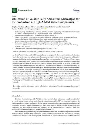 Utilization of Volatile Fatty Acids from Microalgae for the Production of High Added Value Compounds