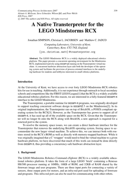 A Native Transterpreter for the LEGO Mindstorms RCX