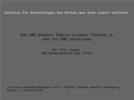 The GNU General Public License, Version 3, and Its DRM Provisions
