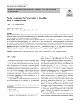 Penile Length and Its Preservation in Men After Radical Prostatectomy