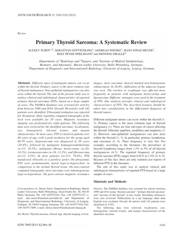 Primary Thyroid Sarcoma: a Systematic Review