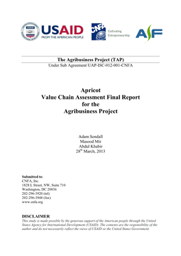 Apricot Value Chain Assessment Final Report for the Agribusiness Project