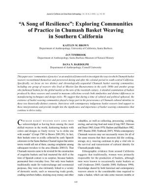 “A Song of Resilience”: Exploring Communities of Practice in Chumash Basket Weaving in Southern California