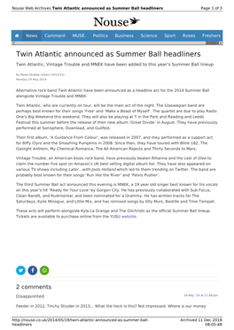 Twin Atlantic Announced As Summer Ball Headliners | Nouse