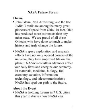 NASA Future Forum Theme • John Glenn, Neil Armstrong, and the Late