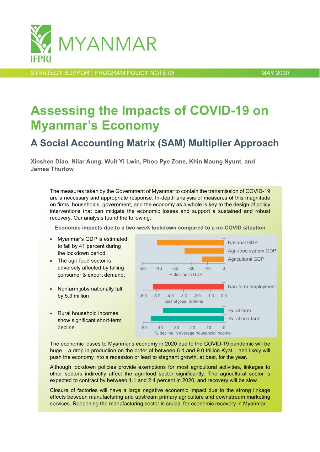 Assessing the Impacts of COVID 19 on Myanmar's Economy