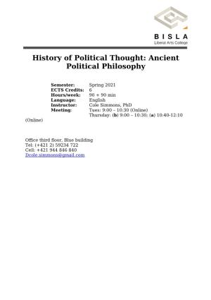 Ancient Political Philosophy