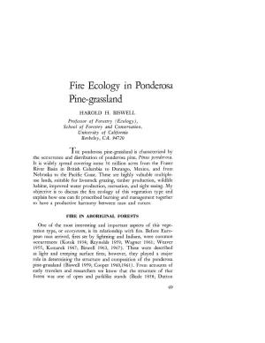 Fire Ecology in Ponderosa Pine-Grassland