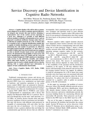 Service Discovery and Device Identification in Cognitive Radio