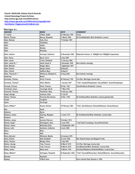 Arklow Parish Marriage Records