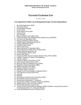 Terrorist Exclusion List