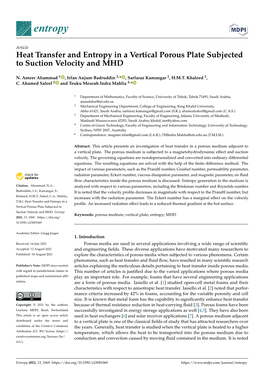 Heat Transfer and Entropy in a Vertical Porous Plate Subjected to Suction Velocity and MHD