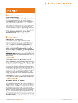 An Antidote to Factor Xa Inhibitors Direct Inhibitors of Factor Xa (Fxa) — Such As Rivaroxaban — Are a New Class of Anticoagulants but Lack Effective Antidotes