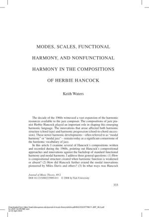 Modes, Scales, Functional Harmony, and Nonfunctional
